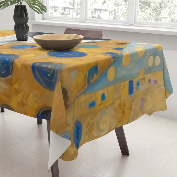 Klimt Cat with Green Eyes and Warm Shawl Tablecloth Gallery Image 3