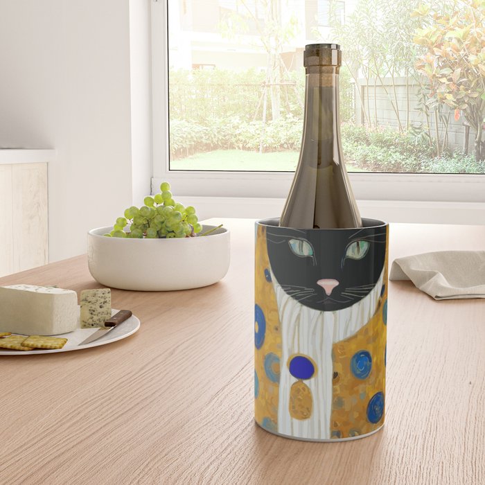 Klimt Cat with Green Eyes and Warm Shawl Wine Chiller Gallery Image 4