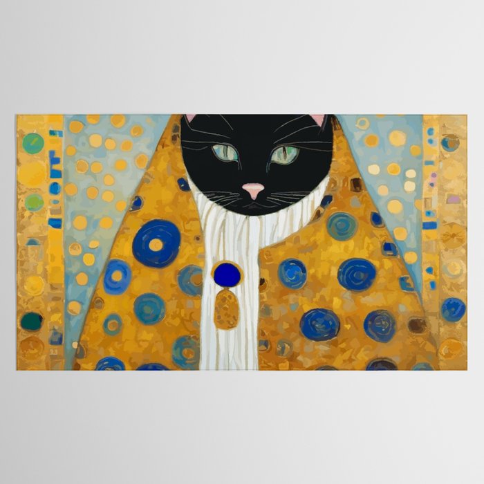 Klimt Cat with Green Eyes and Warm Shawl Tablecloth Gallery Image 2
