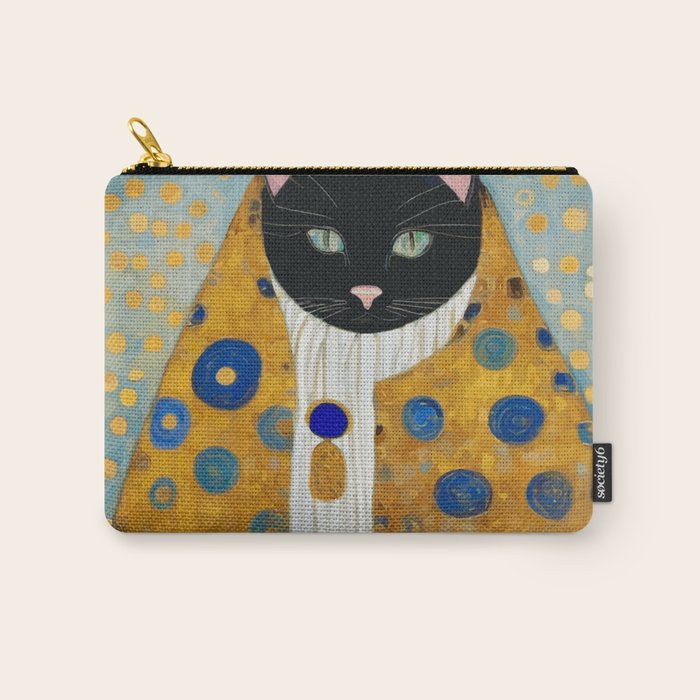 Klimt Cat with Green Eyes and Warm Shawl Carry All Pouch Gallery Image 1