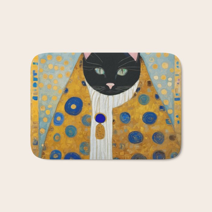 Klimt Cat with Green Eyes and Warm Shawl Bath Mat Gallery Image 1