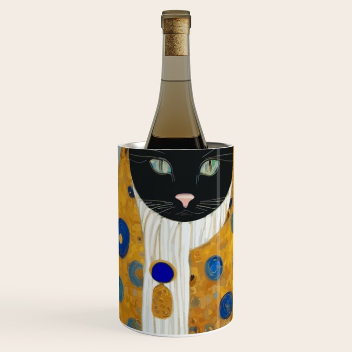 Klimt Cat with Green Eyes and Warm Shawl Wine Chiller Gallery Image 1
