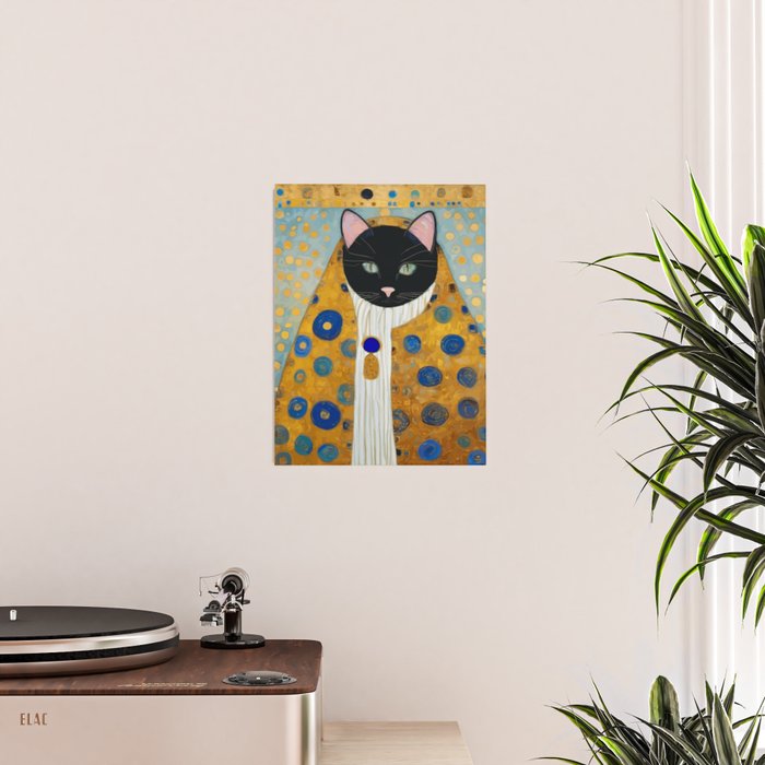 Klimt Cat with Green Eyes and Warm Shawl Poster Gallery Image 2