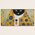 Klimt Cat with Green Eyes and Warm Shawl Desk Mat Gallery Image 3