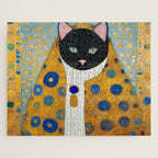 Klimt Cat with Green Eyes and Warm Shawl Jigsaw Puzzle Gallery Image 1