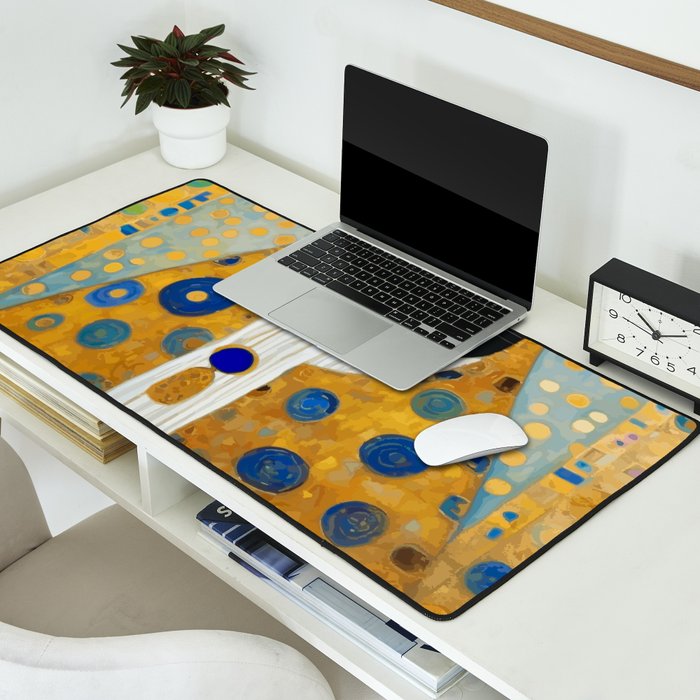Klimt Cat with Green Eyes and Warm Shawl Desk Mat Gallery Image 2
