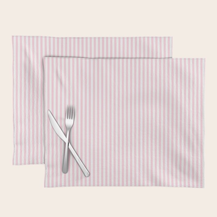 Pastel Pink and White Fine Stripes Vertical Pattern Placemat Gallery Image 1