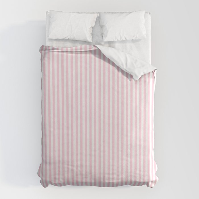 Pastel Pink and White Fine Stripes Vertical Pattern Duvet Cover Gallery Image 6