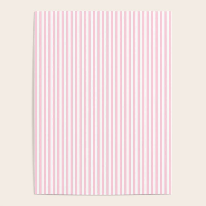 Pastel Pink and White Fine Stripes Vertical Pattern Poster Gallery Image 1