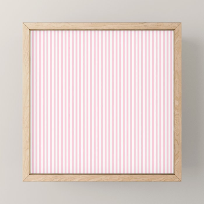 Pastel Pink and White Fine Stripes Vertical Pattern Mini Art Print Gallery Image 1