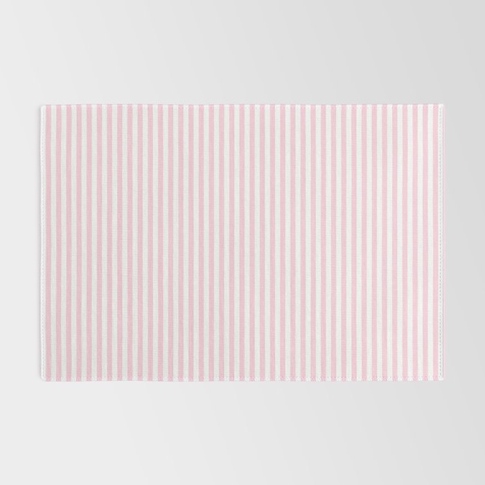 Pastel Pink and White Fine Stripes Vertical Pattern Rug Gallery Image 2