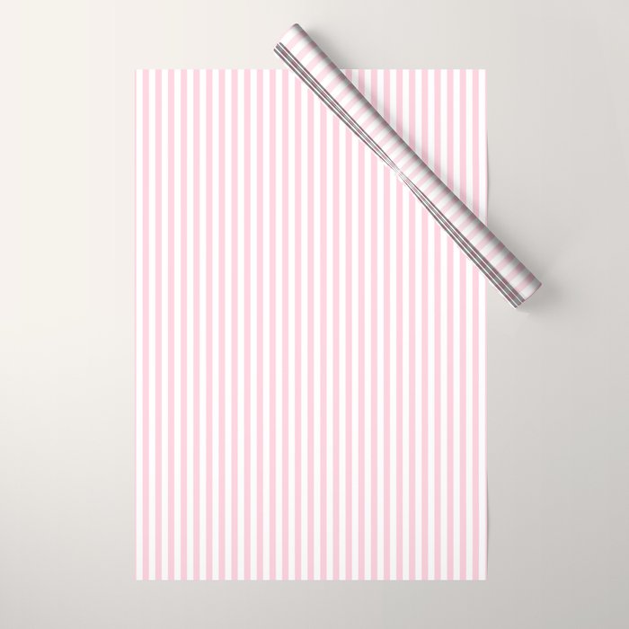 Pastel Pink and White Fine Stripes Vertical Pattern Wrapping Paper Gallery Image 1