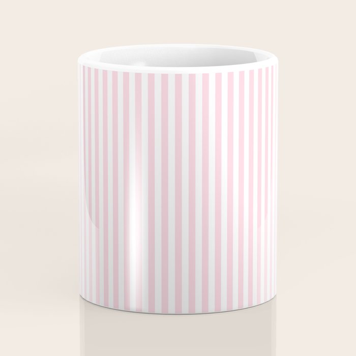 Pastel Pink and White Fine Stripes Vertical Pattern Coffee Mug Gallery Image 4