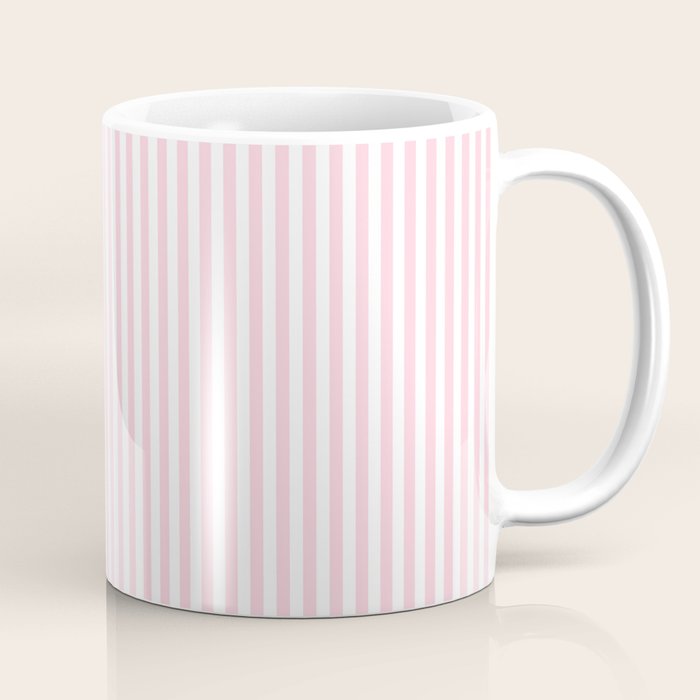 Pastel Pink and White Fine Stripes Vertical Pattern Coffee Mug Gallery Image 1