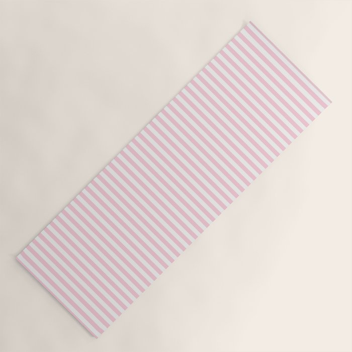 Pastel Pink and White Fine Stripes Vertical Pattern Yoga Mat Gallery Image 1