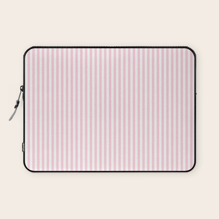 Pastel Pink and White Fine Stripes Vertical Pattern Laptop Sleeve Gallery Image 1
