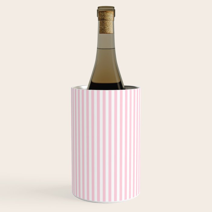 Pastel Pink and White Fine Stripes Vertical Pattern Wine Chiller Gallery Image 2