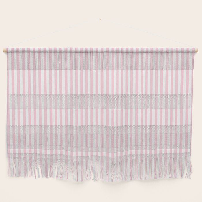 Pastel Pink and White Fine Stripes Vertical Pattern Wall Hanging Gallery Image 1
