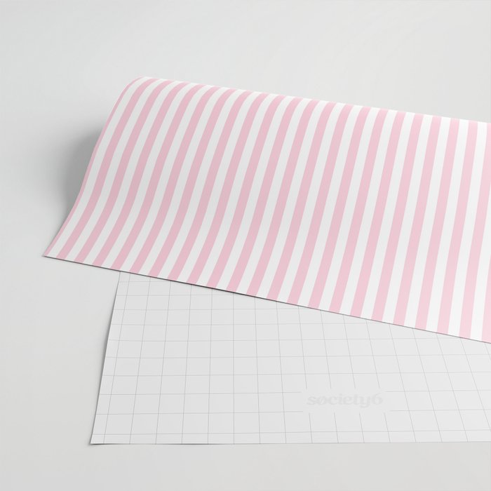 Pastel Pink and White Fine Stripes Vertical Pattern Wrapping Paper Gallery Image 2