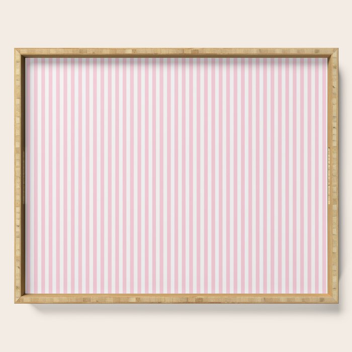 Pastel Pink and White Fine Stripes Vertical Pattern Serving Tray Gallery Image 1