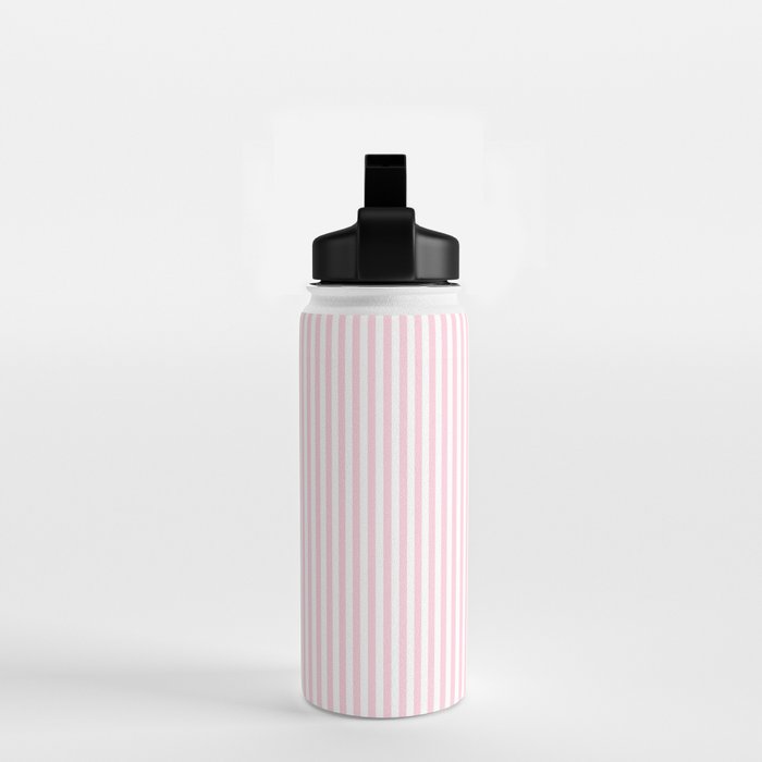 Pastel Pink and White Fine Stripes Vertical Pattern Water Bottle Gallery Image 2