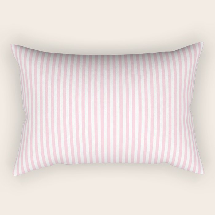 Pastel Pink and White Fine Stripes Vertical Pattern Rectangular Pillow Gallery Image 1