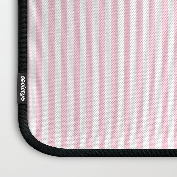 Pastel Pink and White Fine Stripes Vertical Pattern Laptop Sleeve Gallery Image 3