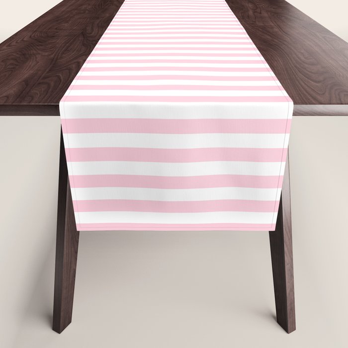 Pastel Pink and White Fine Stripes Vertical Pattern Table Runner Gallery Image 1