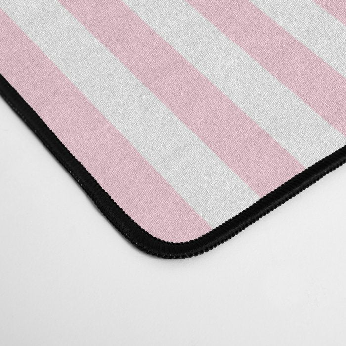 Pastel Pink and White Fine Stripes Vertical Pattern Desk Mat Gallery Image 4