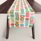 Retro Coffee Thermoses Multicolor on White Table Runner Gallery Image 1