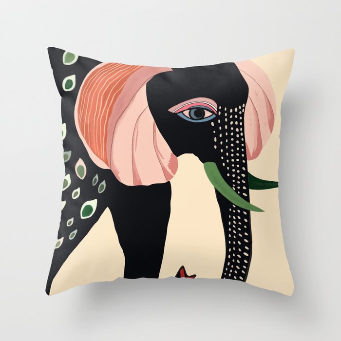 Colorful Elephant Throw Pillow Gallery Image 6