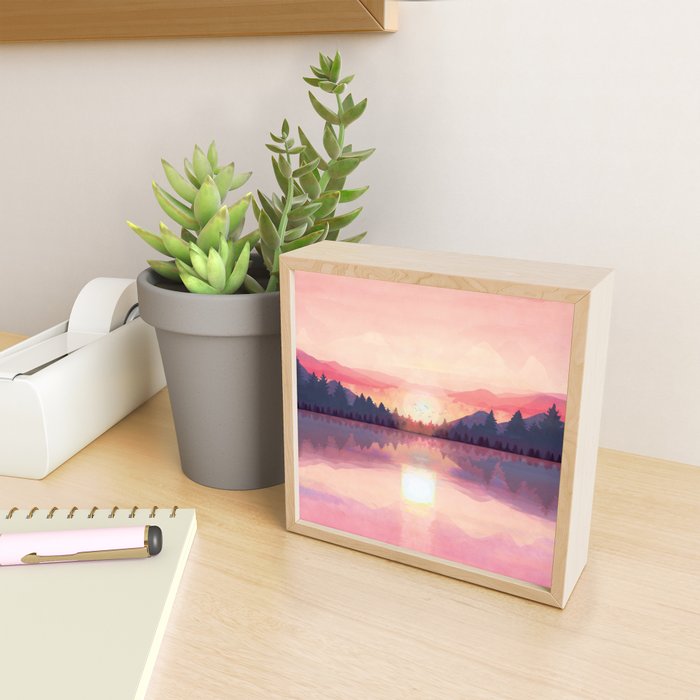 Morning Sunshine over the Peaceful Mountain Lake Mini Art Print Gallery Image 2
