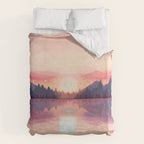 Morning Sunshine over the Peaceful Mountain Lake Duvet Cover Gallery Image 6