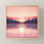 Morning Sunshine over the Peaceful Mountain Lake Mini Art Print Gallery Image 1