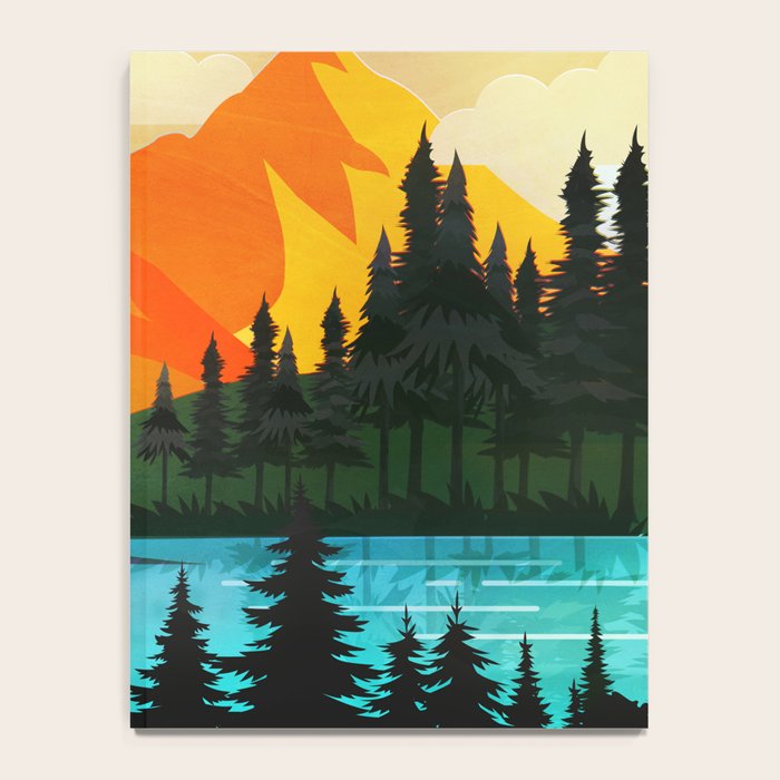 Colorful sunset near the peaceful forest lake Notebook Gallery Image 4