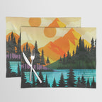 Colorful sunset near the peaceful forest lake Placemat Gallery Image 1
