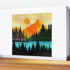 Colorful sunset near the peaceful forest lake Wall Mural Gallery Image 2