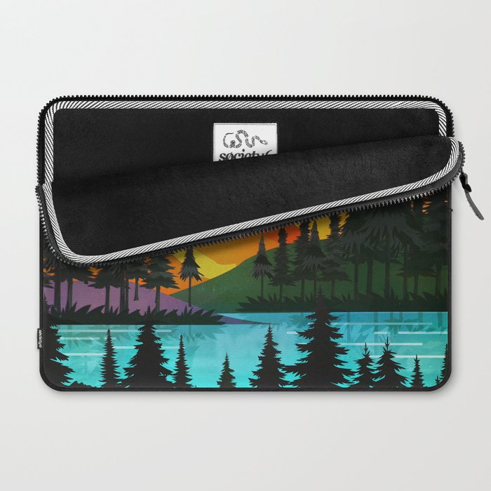 Colorful sunset near the peaceful forest lake Laptop Sleeve Gallery Image 2