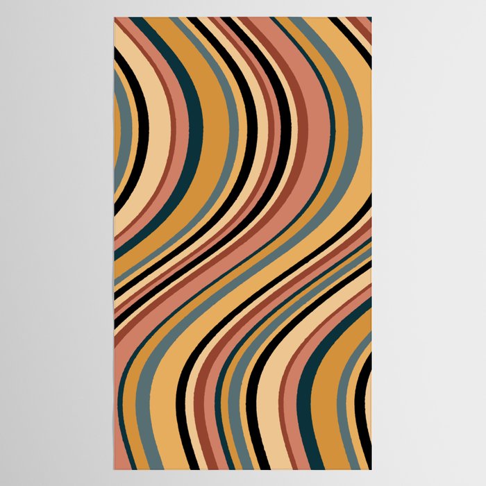 Wavy Stripes X - Vintage Neutral Tablecloth Gallery Image 2