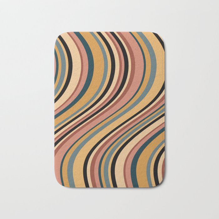Wavy Stripes X - Vintage Neutral Bath Mat Gallery Image 1