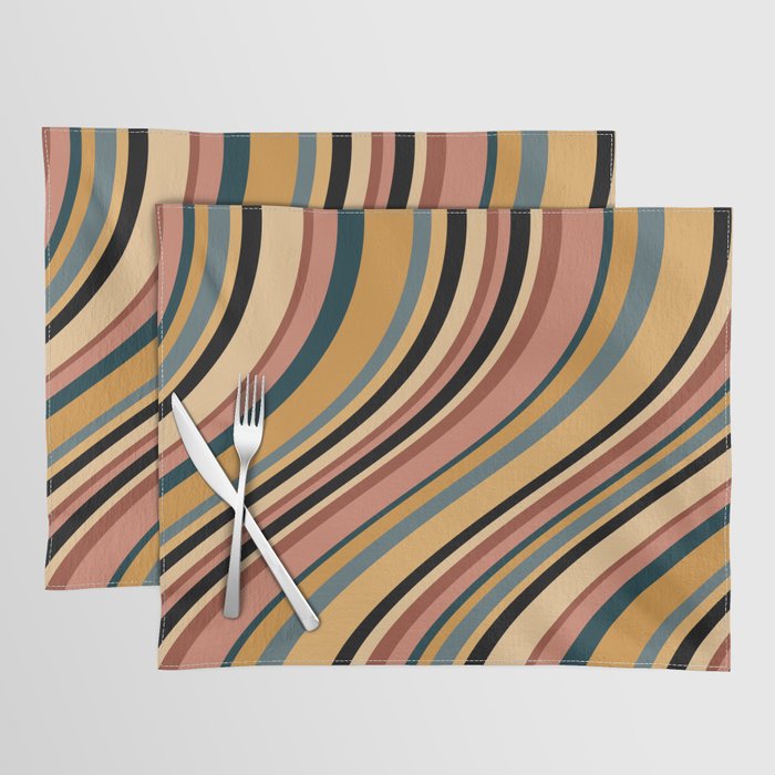 Wavy Stripes X - Vintage Neutral Placemat Gallery Image 1