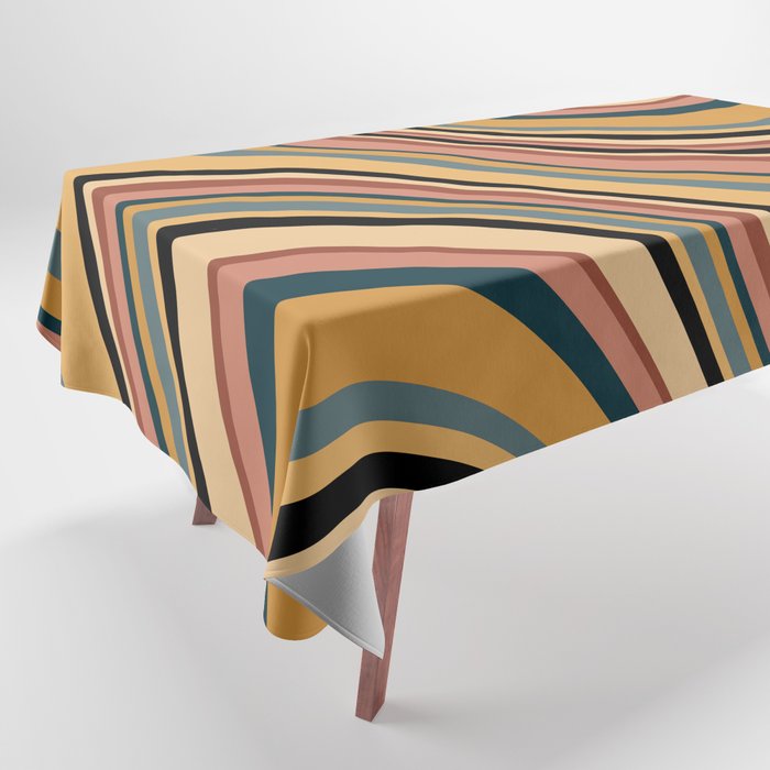 Wavy Stripes X - Vintage Neutral Tablecloth Gallery Image 1