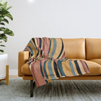 Wavy Stripes X - Vintage Neutral Throw Blanket Gallery Image 1