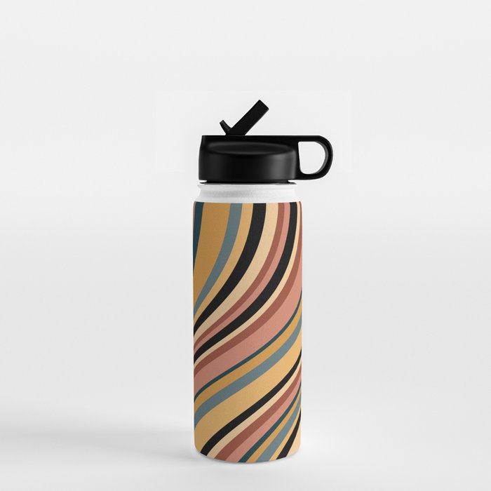 Wavy Stripes X - Vintage Neutral Water Bottle Gallery Image 1