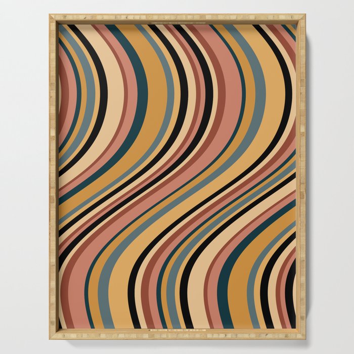 Wavy Stripes X - Vintage Neutral Serving Tray Gallery Image 1