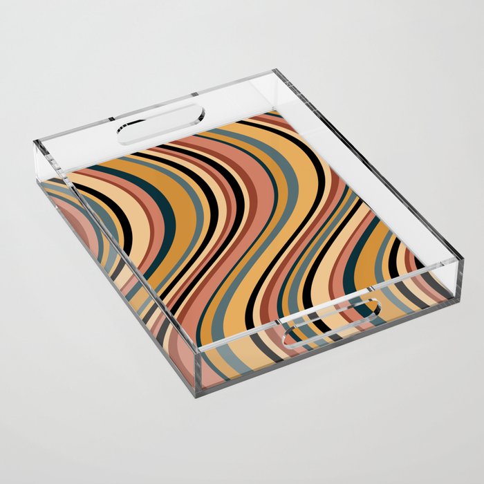 Wavy Stripes X - Vintage Neutral Acrylic Tray Gallery Image 1