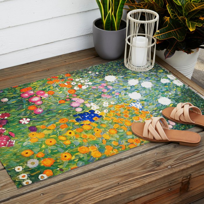 Gustav Klimt "Blumengarten (Flower Garden)" Outdoor Rug Gallery Image 2