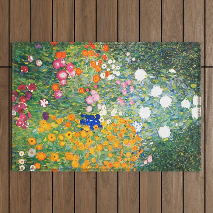 Gustav Klimt "Blumengarten (Flower Garden)" Outdoor Rug Gallery Image 1