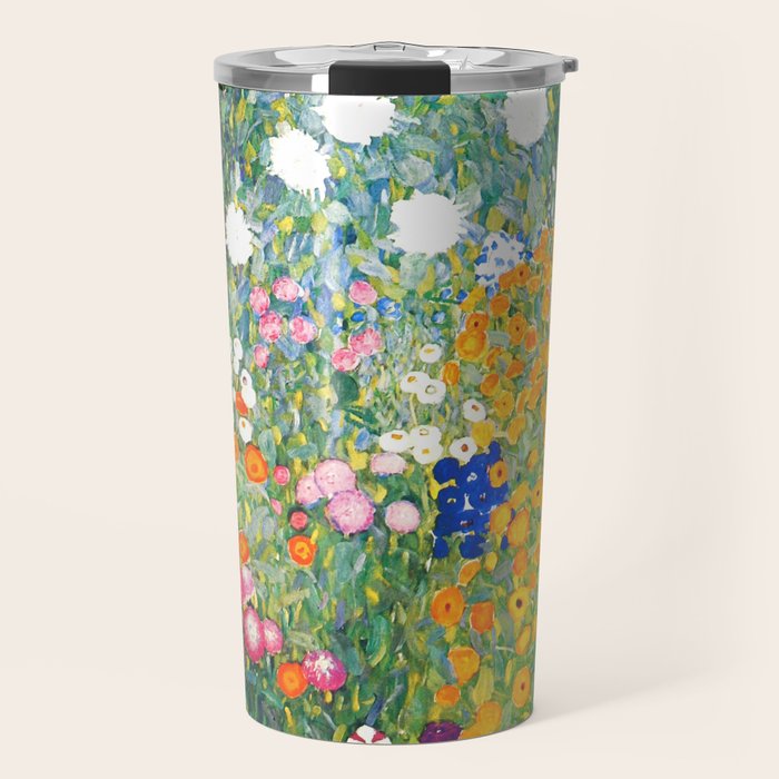 Gustav Klimt "Blumengarten (Flower Garden)" Travel Mug Gallery Image 1