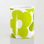 Large Retro Flowers Shades of Spring Green White Background #decor #society6 #buyart Coffee Mug Gallery Image 4